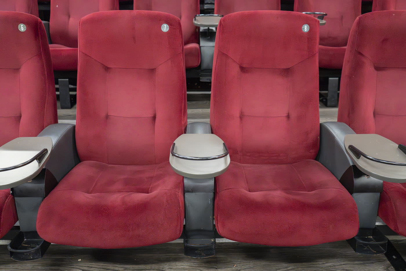After treatment – clean red cinema seats