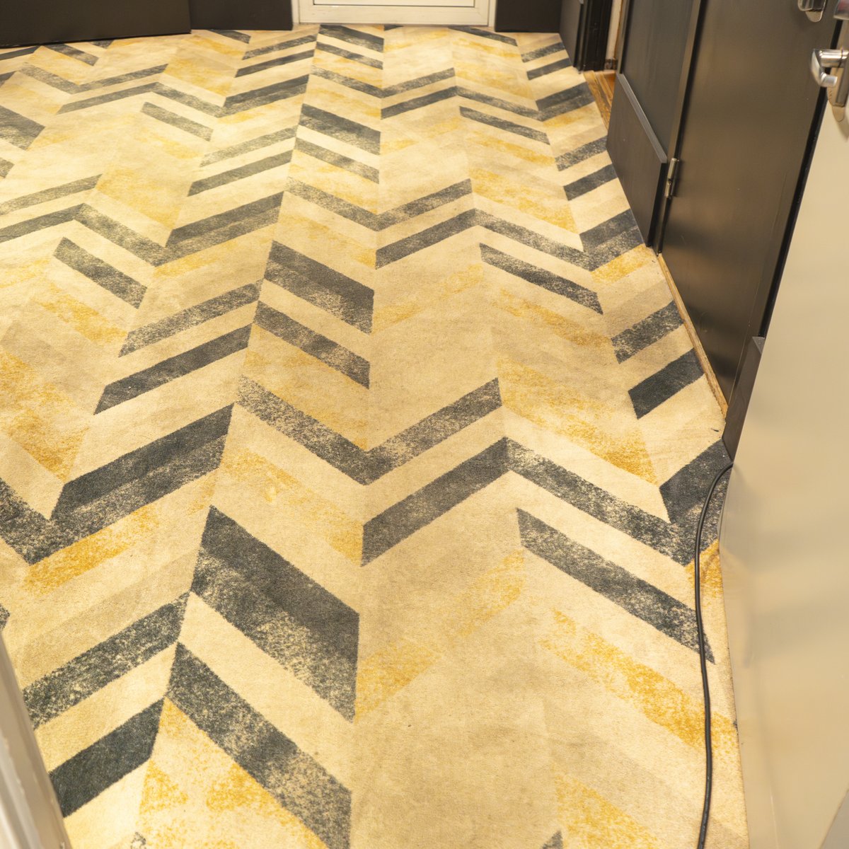 After treatment – clean chevron carpet